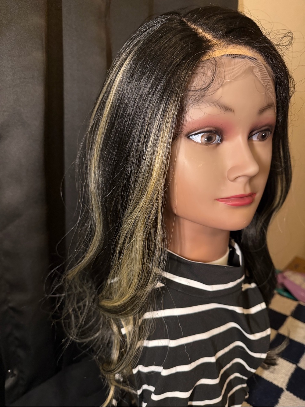 Sensationnel Black Synthetic Lace Front Wig with Blonde Highlights - NWT